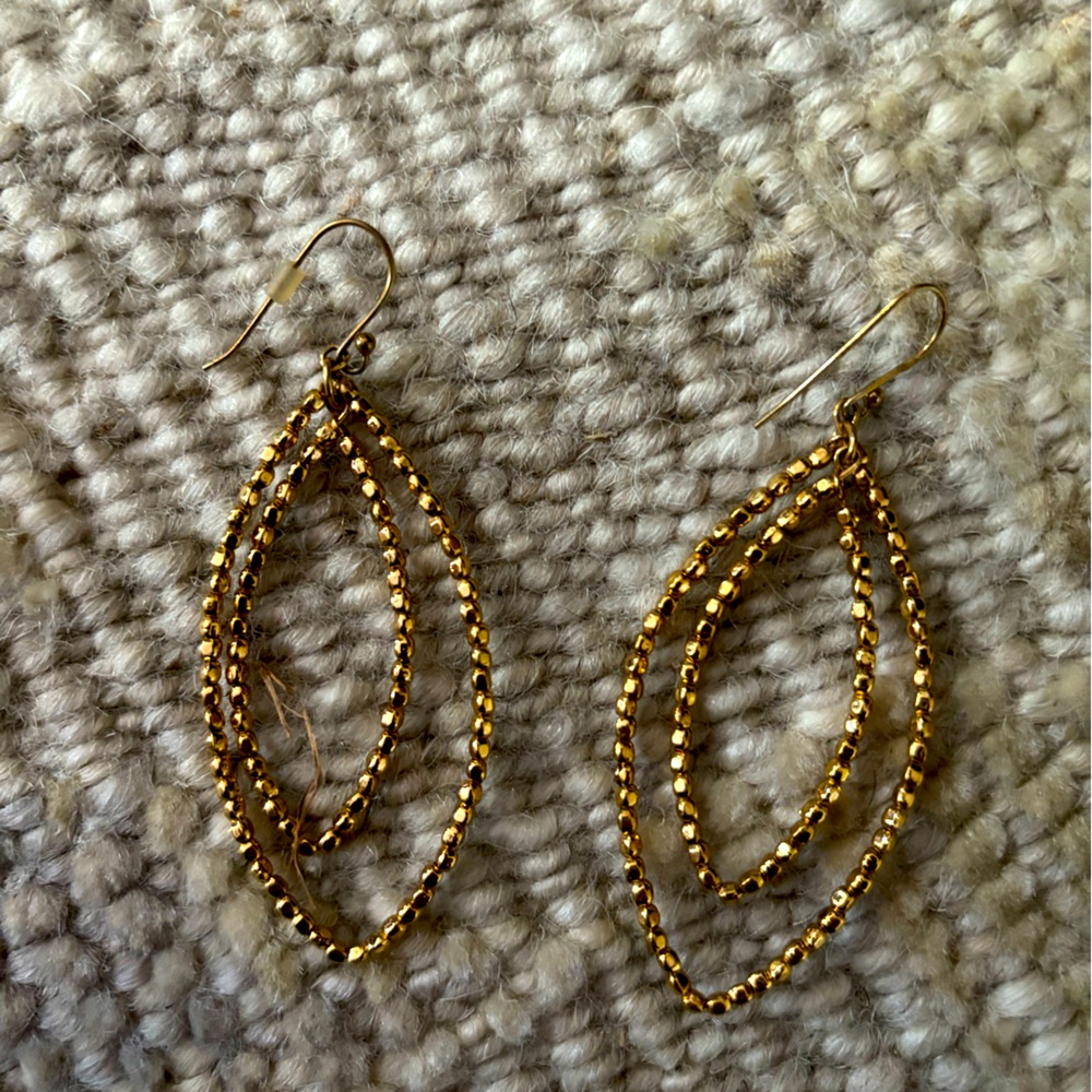 gold beaded drop earrings